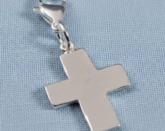 Silver Cross Clip-On Charm: Distressed Finish Faith Accessory Purse Bag Keychain