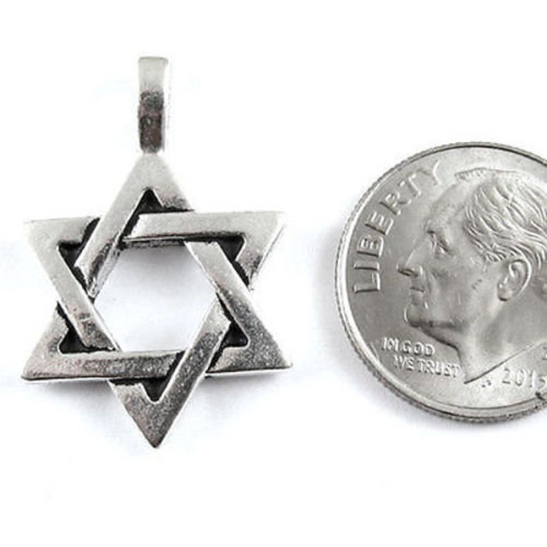 Silver Star of David Pendant TierraCast Pewter Charm 1 Piece