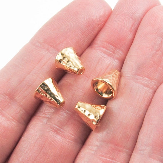 4 TierraCast Pewter Bead Bell Caps-BRIGHT GOLD TALL RADIANT CONE 4 TierraCast Pewter Bead Bell Caps-BRIGHT GOLD TALL RADIANT CONE