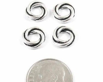 Large 4mm Hole Pewter Beads-Silver Twist Spacer Euro (4)