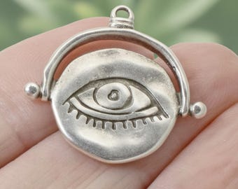 Evil Eye Pendant: Fine Silver Plated European Charm, Mystical Protection Symbol 1Pc