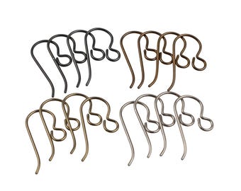 8-Pair Niobium Ear Wire Variety Pack, Hypoallergenic Earring Hooks, Earthy Finishes, Gray Bronze Black Brass, USA Made, Sensitive Ears
