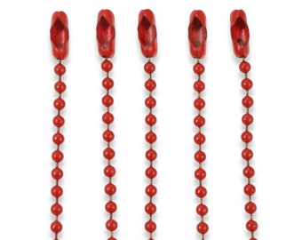 5-Pack Bold Red Steel Ball Chain Necklace Set - 30" for Customizable DIY Jewelry - Epoxy-Coated Steel - Add-A-Charm Personalized Necklaces