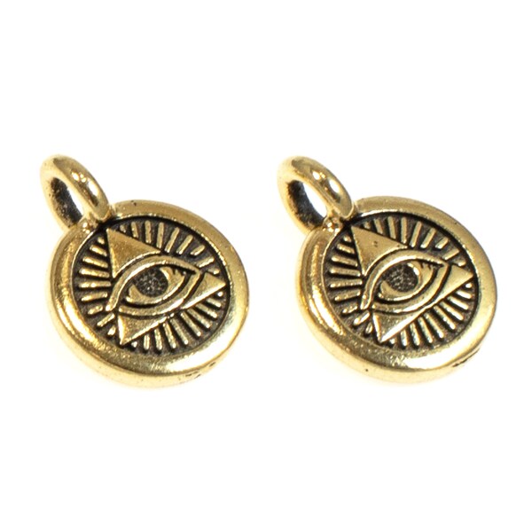 Gold Eye Of Providence Charm, All Seeing Eye in Triangle 2/Pkg