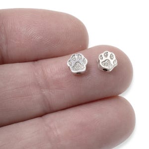 Silver Paw Print Beads, TierraCast Designed 10-Pack Dog-Themed Jewelry Crafting Pet Lover Gift image 3