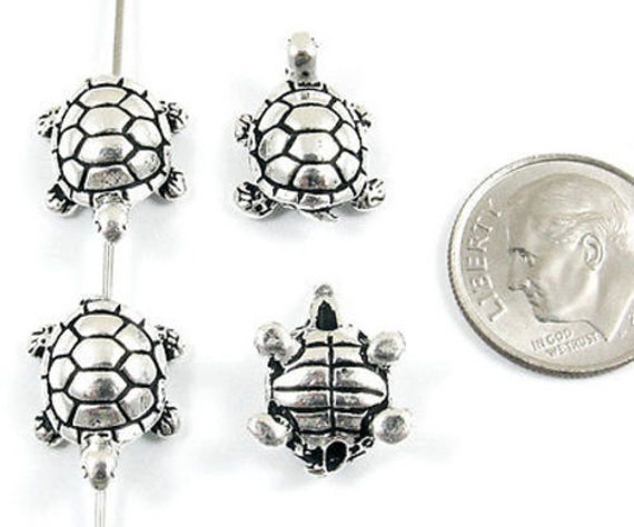 15mm x 11mm Antique Silver TierraCast Pewter Turtle Bead #CK100