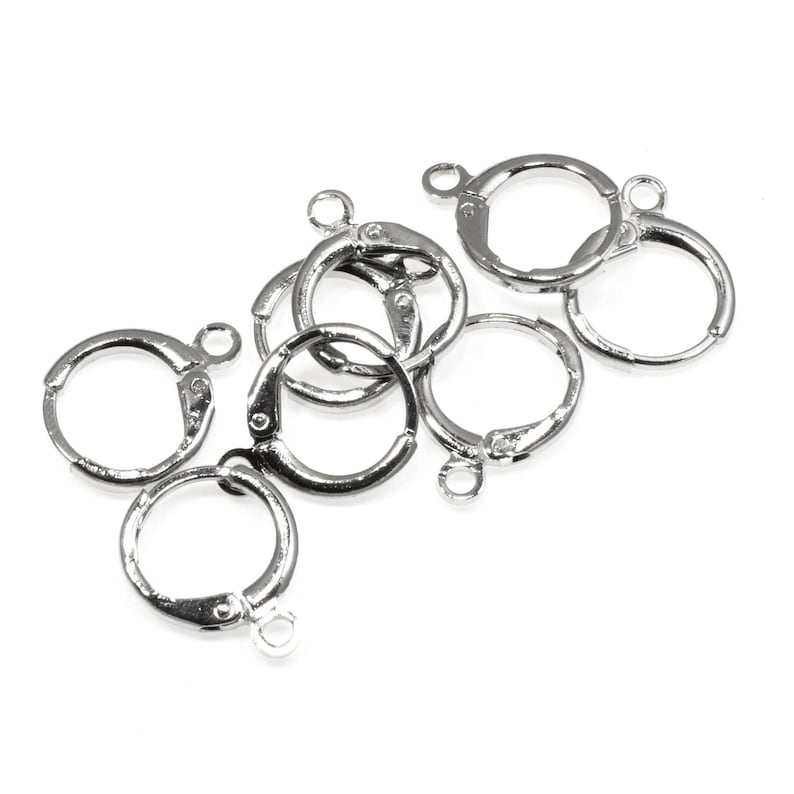 Silver Plated Brass 4 Pair Leverback Pierced Huggie Earring With Loop