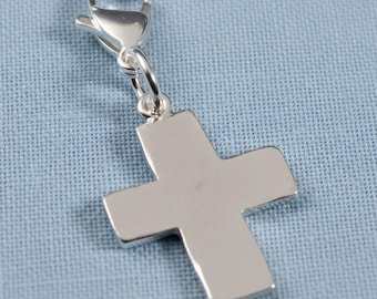 Silver Cross Clip-On Charm: Distressed Finish Faith Accessory Purse Bag Keychain