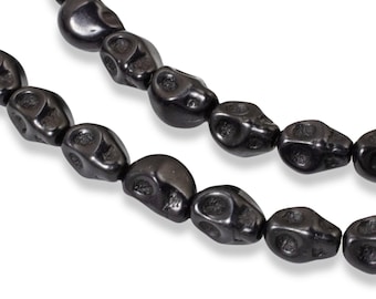 Mini Skull Beads Black Stone: Gothic Jewelry, Halloween Crafts & Day of the Dead Decor