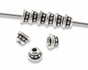 20 Silver Beaded 4mm Bead Caps - Tiny TierraCast Findings for Jewelry Projects