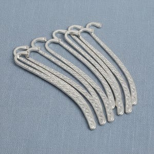 Silver Metal Bookmark Blanks Mini Hook Design Tibetan Swirl Pattern DIY Craft Supply 10 Pack Set Wedding Favor Making Components Zinc Alloy Findings Petite Charm Base Embellishment Ready Handmade Project Supplies Decorative Metal Base