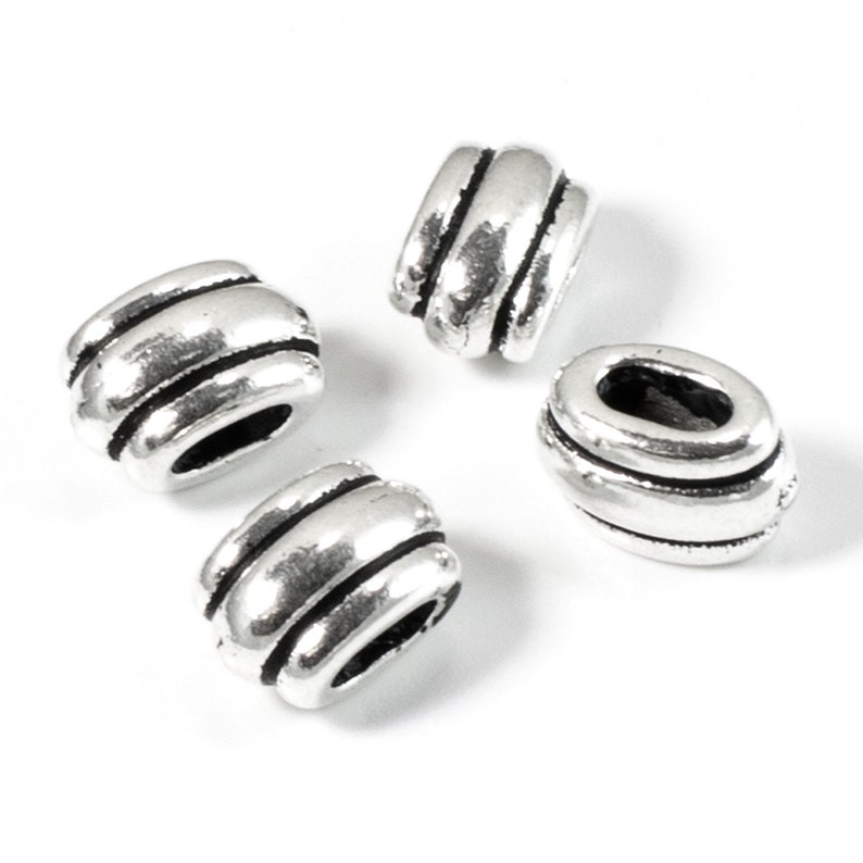 Silver Deco Barrel Slider Beads for Leather Cord Tierracast Etsy