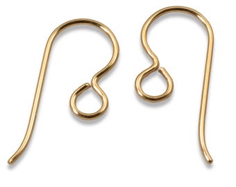 Gold Filled Ear Wires, 14/20 Regular Loop, USA Made Earring Hooks, 10-Pack