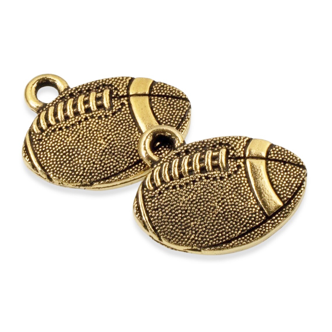2 Gold Football Charms TierraCast Sports Pendants for Jewelry image 2