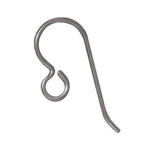 10 Grey Niobium Ear Wires Regular Loop, TierraCast Hypoallergenic Earring Hooks for DIY Handmade Jewelry Making