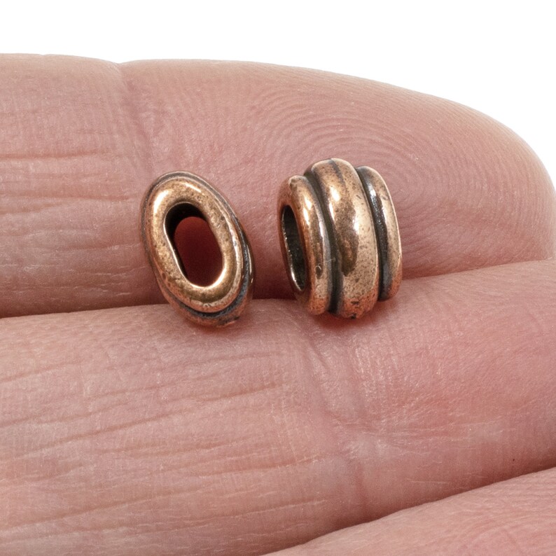 Copper Deco Barrel Slider Beads for Leather Cord ID 4x2mm Etsy