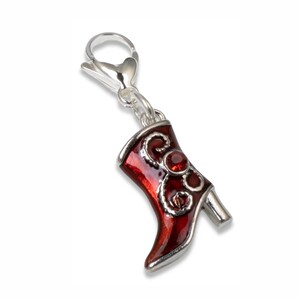 Red Enamel Boot Clip-On Charm for Cowgirl Bags, Zippers & Keychains - Rodeo Gift Accessory