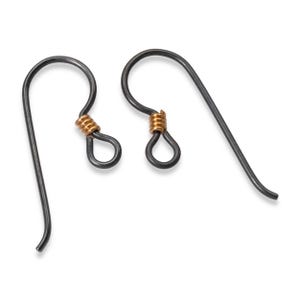 Hypoallergenic Black Niobium Ear Wires with Copper Coil Accent for Sensitive Ears, DIY Jewelry Making Supplies 10-Pack