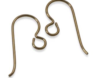 10 Pack Antique Brass Niobium Ear Wires, Hypoallergenic Earring Hooks, Sensitive Ears, USA Made