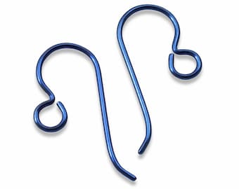 10 Premium Dark Blue Niobium Ear Wires - Hypoallergenic Earring Hooks - USA Made - Custom Earrings for Sensitive Ears