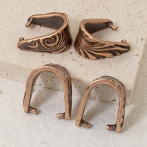 Copper Large Jardin Pendant Pinch Bails, TierraCast Pewter Jewelry Connectors for Easy Necklace Making
