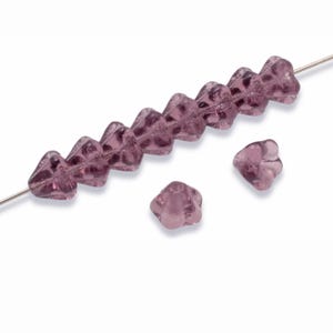 50 Baby Bell Flower Beads - Amethyst - Czech Glass - 4x6mm Tiny Flowers - Jewelry-Making Supplies - Bead Crafts