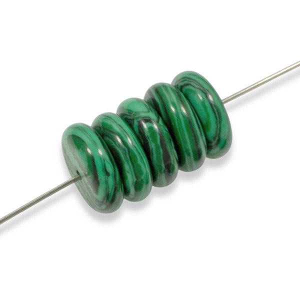 20-Pack 12mm Striped Green Malachite Disk Beads, Manmade Rondelle Spacer, Create Eye-Catching Jewelry, Unique Gift for Crafter