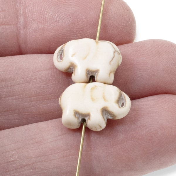 20 Off-White Elephant Beads - Small Lucky Elephants - Animal Beads for Crafts - Exotic DIY Jewelry