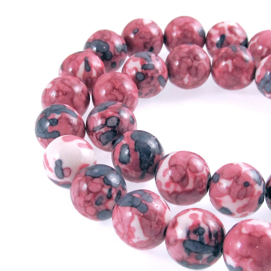 10mm Mauve Gray and Light Pink Rain Flower Stone Round Beads - Etsy