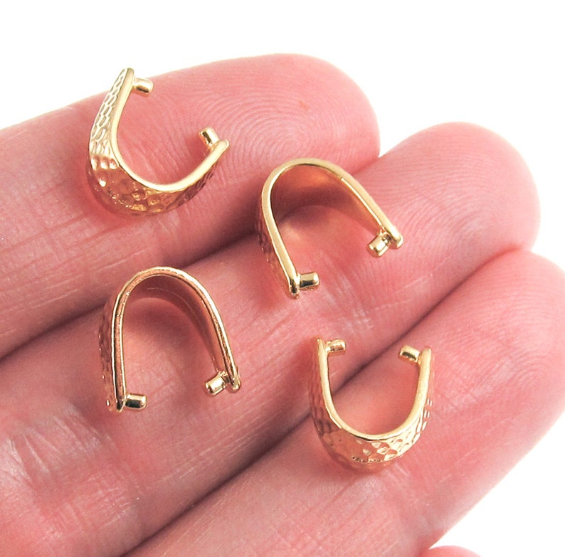 Gold Hammered Pendant Pinch Bails Tierracast Pewter 4/pkg Etsy