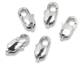 5 Small Oval Silver Stainless Steel Lobster Claw Clasps 4x9mm, Ideal for Minimalist Bracelets and Necklaces