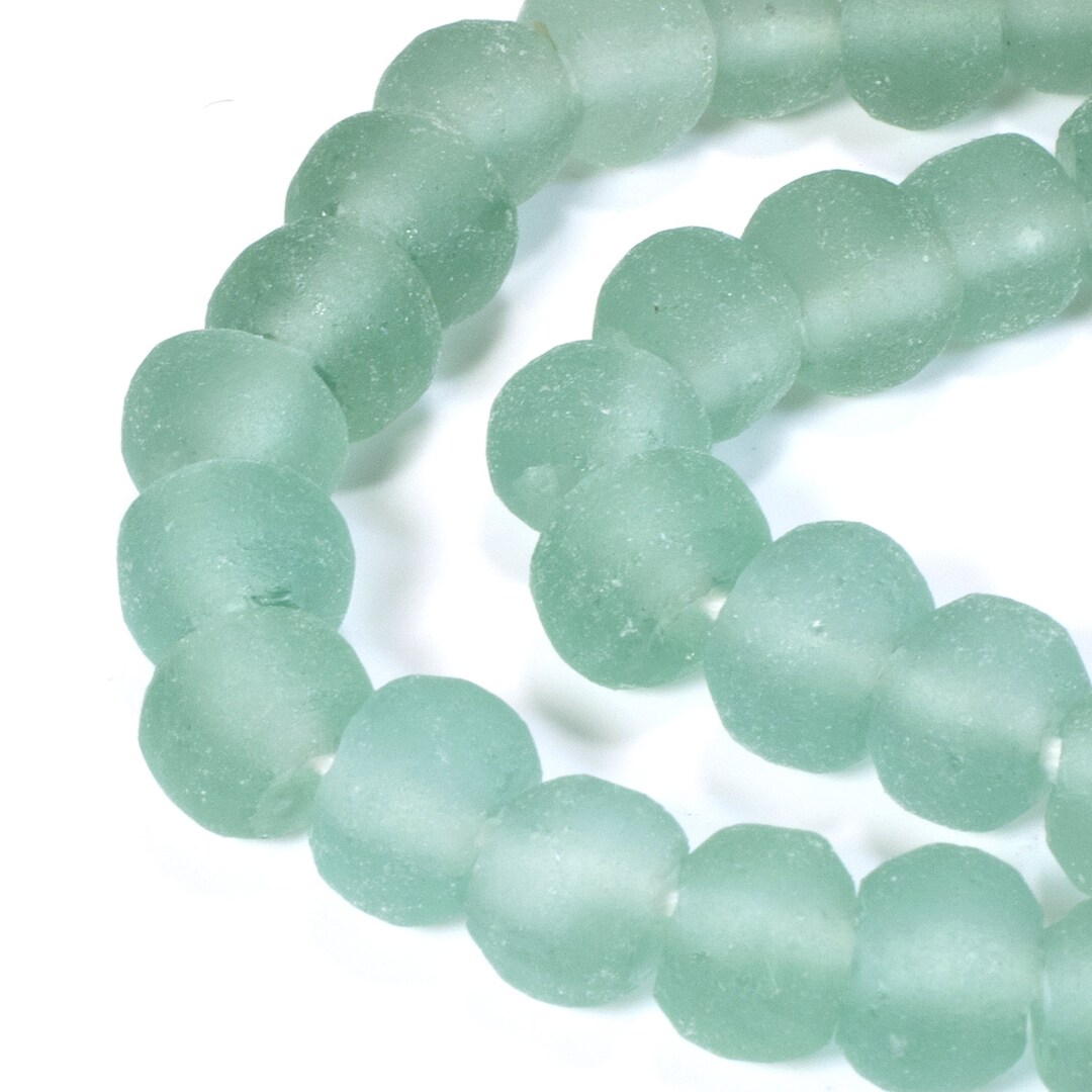 Light Green Recycled Glass Beads Rustic 8mm Round Beads - Etsy
