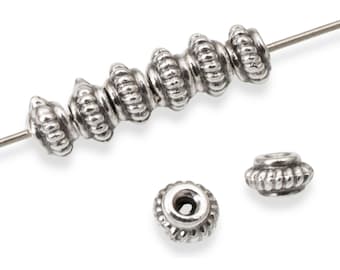 Silver Coiled Bali Beads, 12-Pack 5mm TierraCast Pewter Spacers, Jewelry Making Supplies