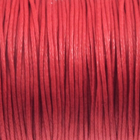 Vibrant Red 1mm Waxed Cotton Cord - 70 Meters - Versatile String for Jewelry Making, Binding, and Beading