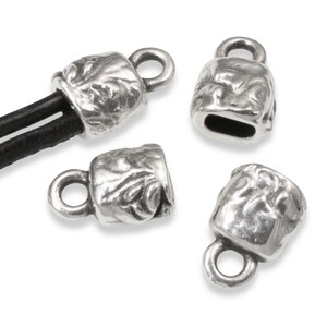2 Bright Sterling Silver End Caps For 5mm Cord - Plain Leather End Caps, .925 Silver Jewelry Making Findings