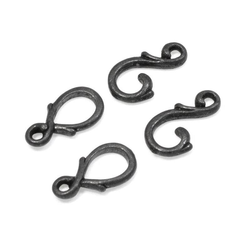 2 Sets TierraCast Pewter Black Vine Hook and Eye Clasps