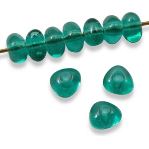 Teal Green Potato-Shaped Beads 50-Pack, Czech Glass 4x6mm for Jewelry Making Crafting Gift