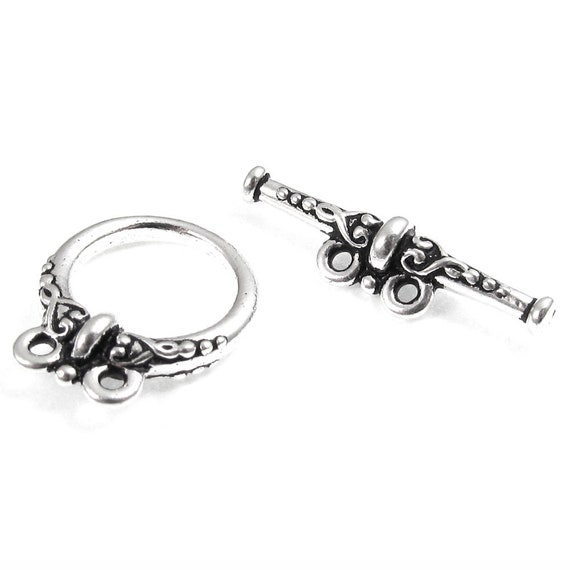 2 SET 29X18MM TOGGLE CLASP 2 STRAND ANTIQUE STERLING SILVER PLATED 970 ATL-326