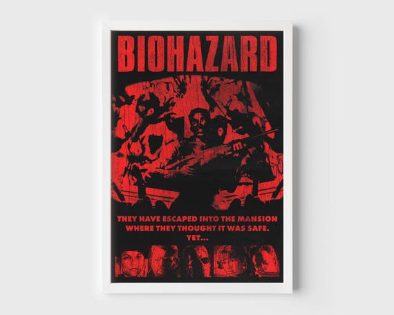Resident Evil 1 Poster Print | Biohazard Poster | Jill Valentine | Chris Redfield | Horror Game Poster | Horror Poster | Resident Evil Decor