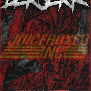 May include: A red and black graphic print of a character from the anime series Berserk. The character is wearing a helmet and armor. The text "UNDEFEATED" is printed in yellow on the image. The text "BERSERK" is printed in white on the image.