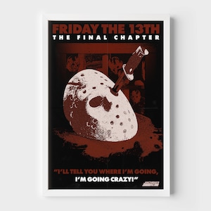 Friday The 13th The Final Chapter Poster Print |  Horror Movie Poster | Horror Wall Poster | Jason Vorhees Poster | Red and Black |