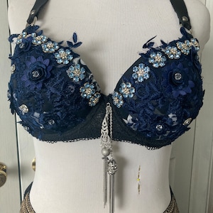 Tribal, Tribal, fusion, bellydance, fantasy, midnight, blue, festival, costume bra