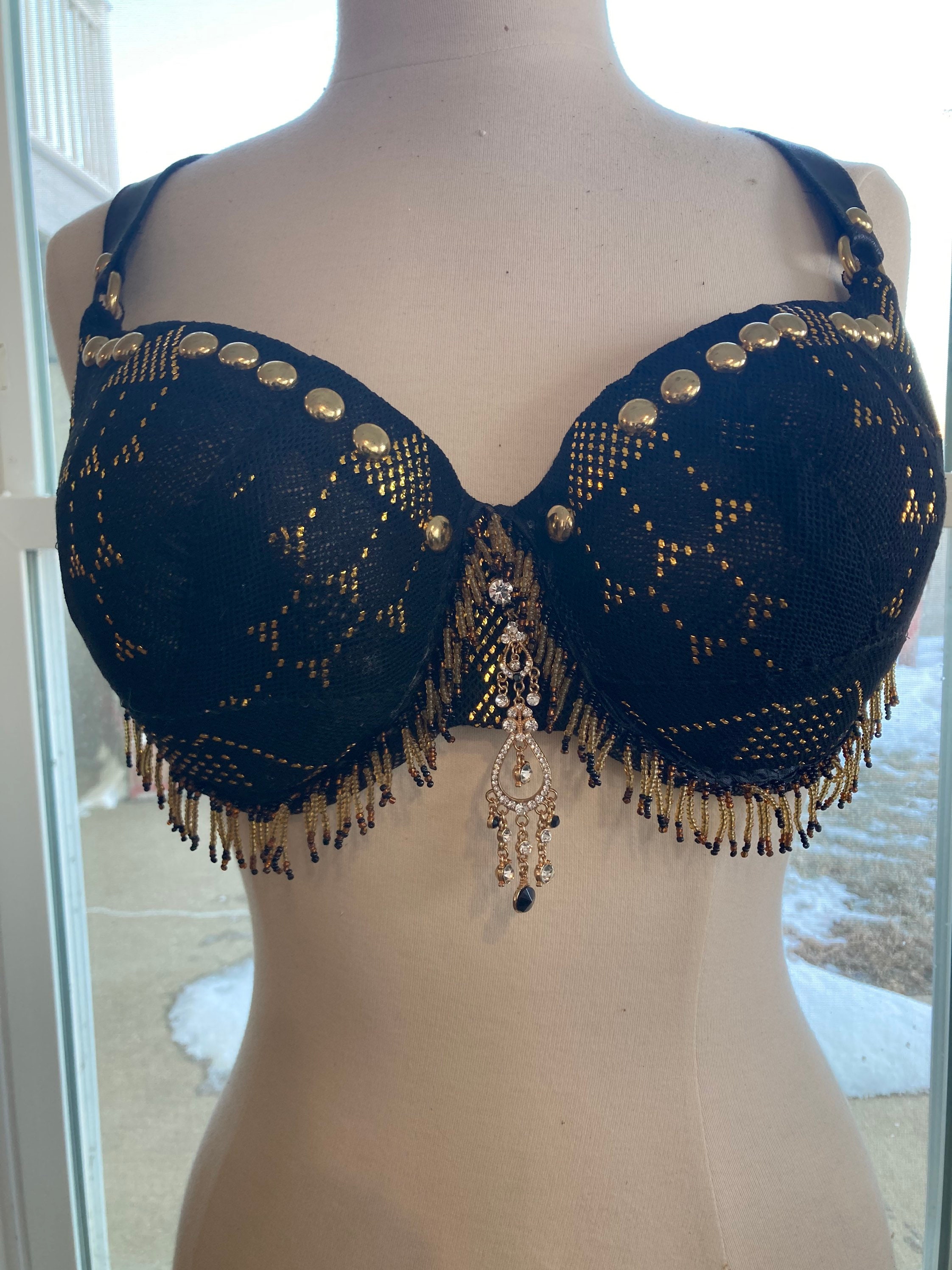 Tribal Fusion Belly Dance Bra With Silver Coins and Afghani Jewelry Accents  shaped Hard Cup -  New Zealand