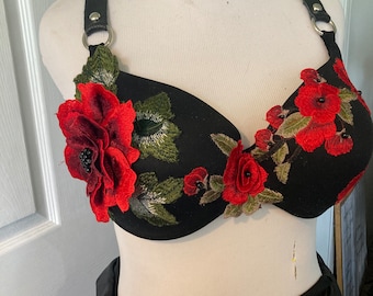 Tribal, Tribal, fusion, red, rose, festival, summer fashion, bellydance, specialty bra