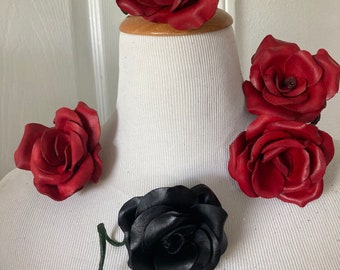 Leather roses, red rose, black rose, Halloween, summer decor