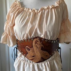 Celtic Dragon, Leather, Renn faire, Fantasy, Festival, cosplay,  waist cincher, corset