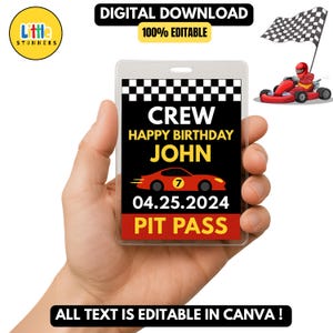 Boxencrew Pass Vorlage - Druckbare Rennauto Geburtstagspartydekoration oder Gastgeschenke - SOFORTIGER ZUGANG - CANVA