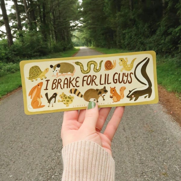 I Brake for Lil Guys Car Decal | Bumper Sticker or Magnet for Friends to Critters