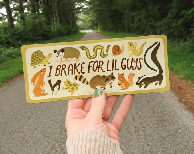 I Brake for Lil Guys Car Decal | Bumper Sticker or Magnet for Friends to Critters