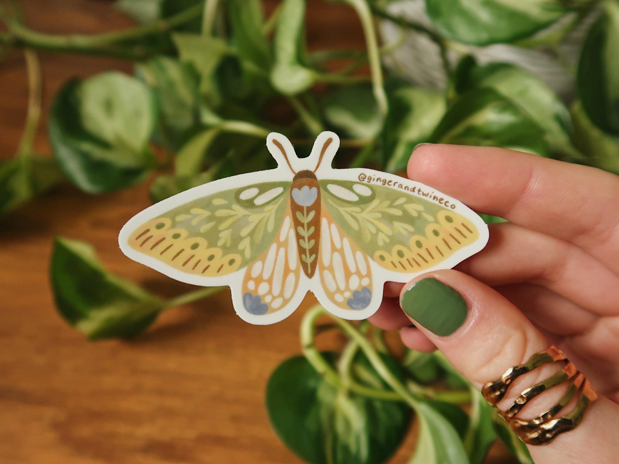 Botanical Moths Sticker Pack | Set of 3 Floral Butterflies | Durable ...